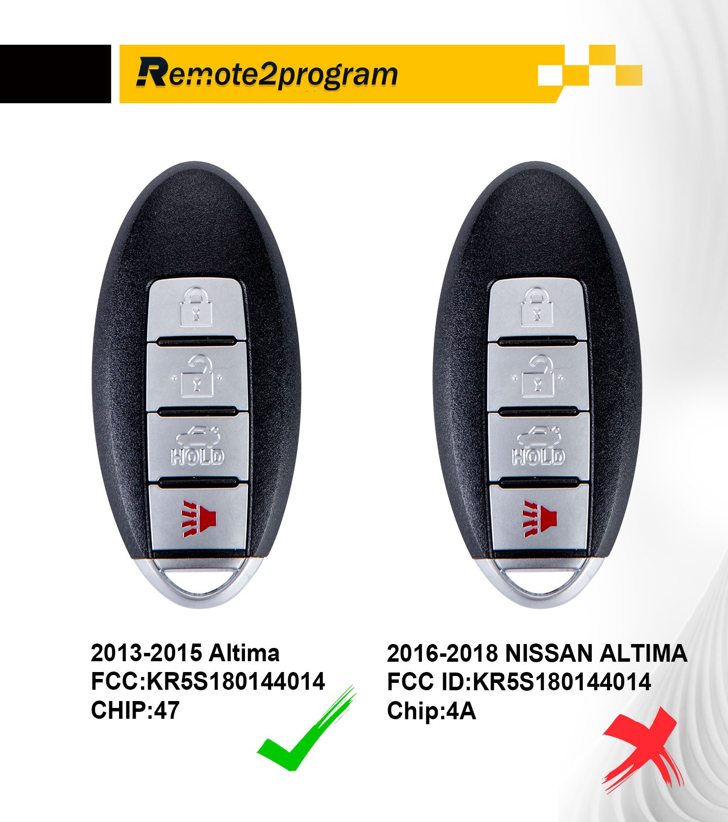Self Programmable 47 Chip Smart Car Key Fob Replacement for 2013-2015 Nissan Altima with FCC: KR5S180144014