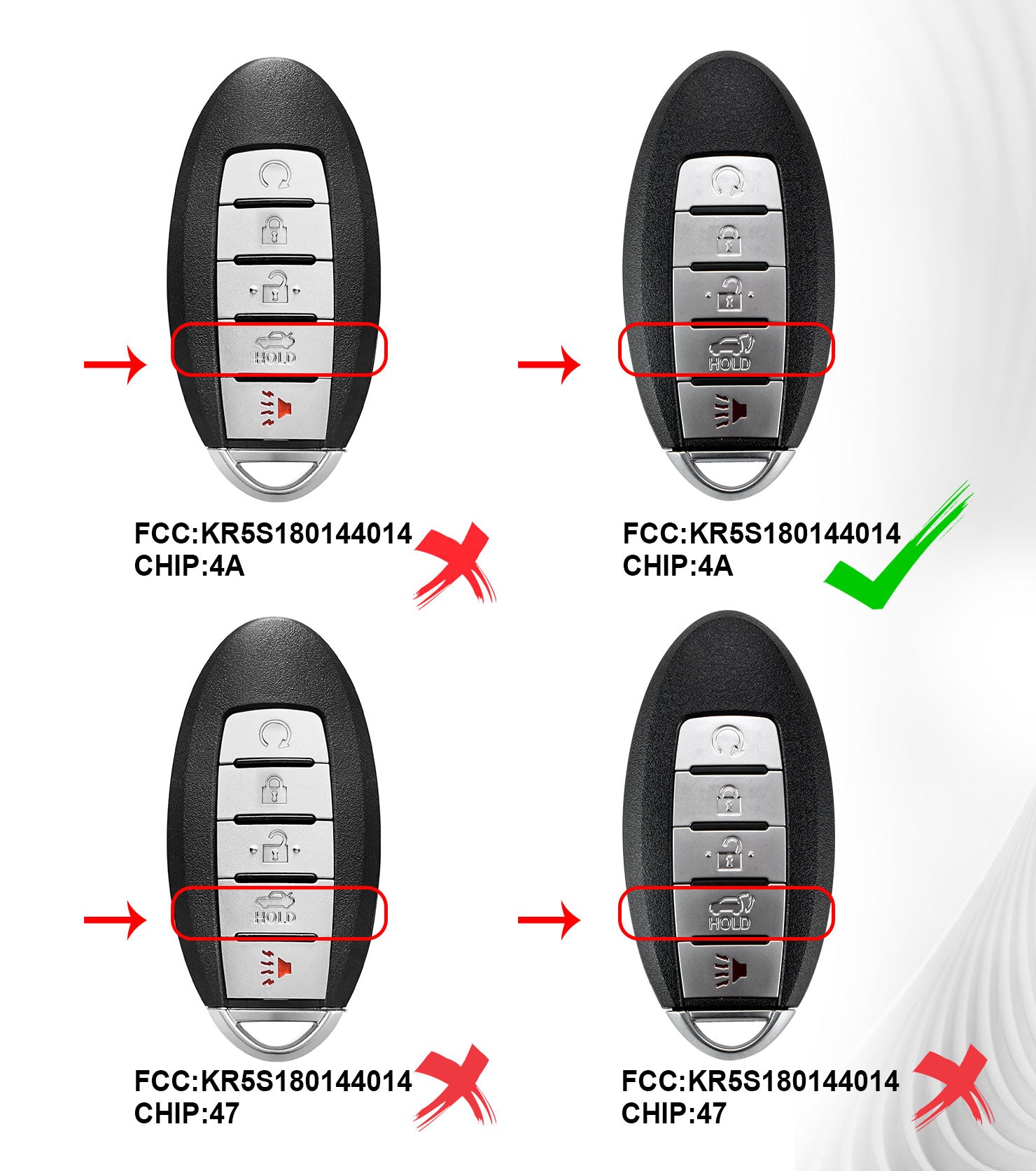 Smart Prox Remote Control Self Programmable 4A Car Key Replacement for 2017-2018 Pathfinder/2015-2018 Murano with FCC: KR5S180144014
