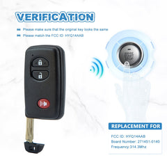New Smart keyless Entry Remote 3BTN Replacement for Toyota Highlander Land Cruiser Rav4 with FCC ID: HYQ14AAB 0140