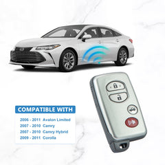 Smart Keyless Entry Remote Uncut 4 Buttons Key Fob Replacement for 2007-2010 Toyota Camry Avalon FCC ID: HYQ14AAB 0140