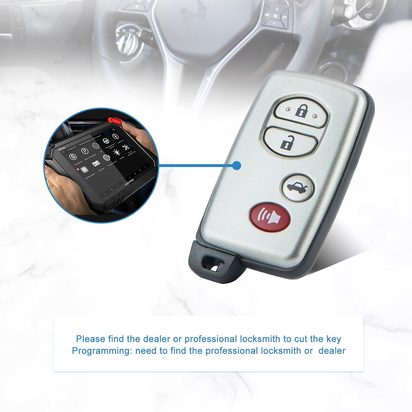 Smart Keyless Entry Remote Uncut 4 Buttons Key Fob Replacement for 2007-2010 Toyota Camry Avalon FCC ID: HYQ14AAB 0140
