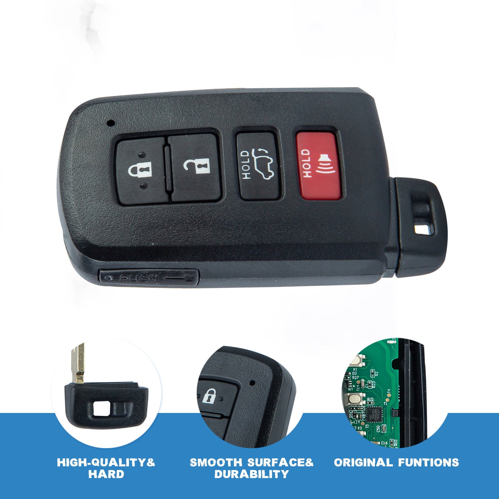 New Remote Key Fob 4 BTN Replacement for 2013-2018 Toyota RAV4 with FCC ID: HYQ14FBA (281451-0020) Keyless Entry Uncut Transponder