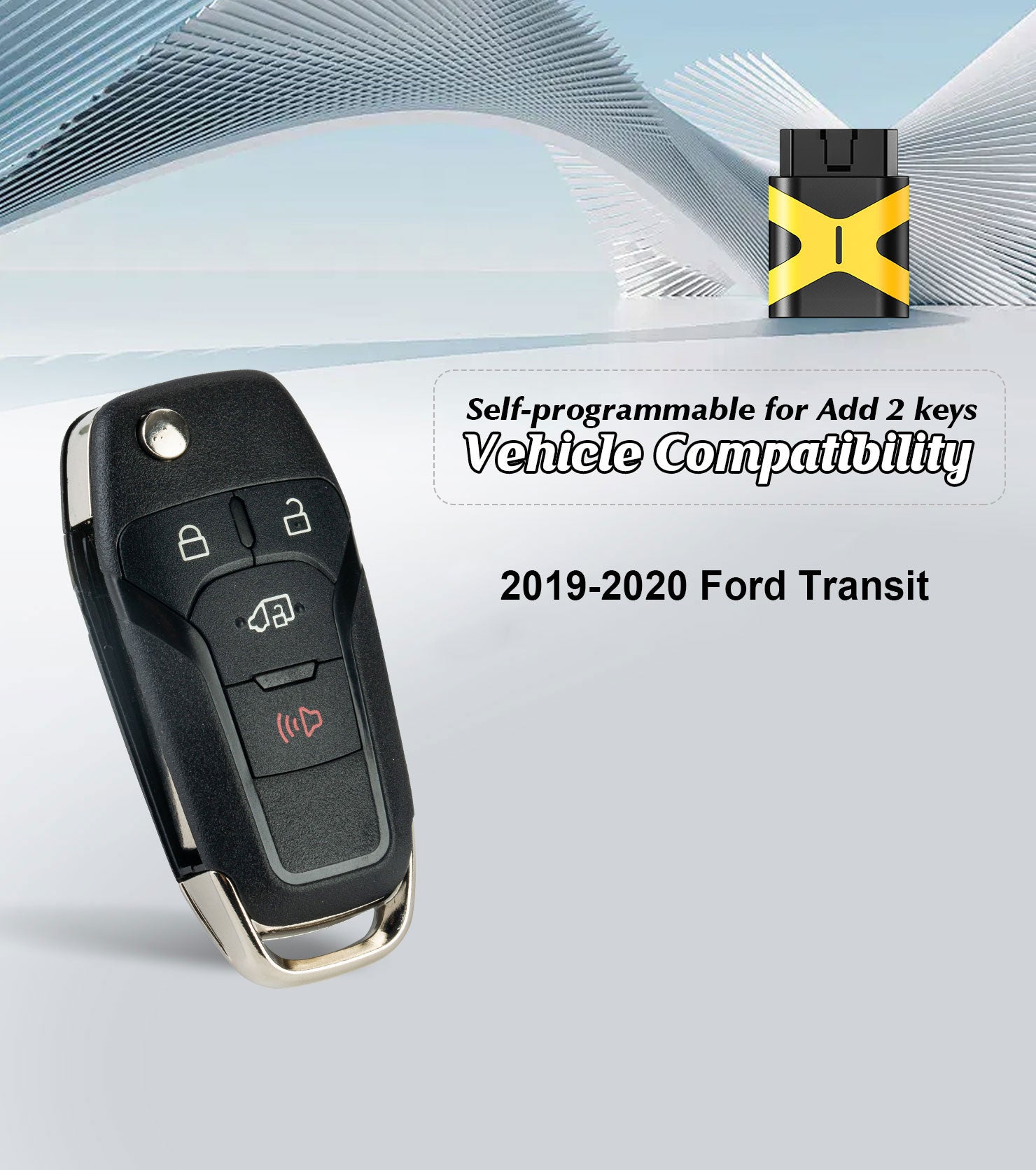 FILP Key Fob 315MHZ Replacement for 2019-2020 Ford Transit N5F-AO8TAA Self Programmable Remote Control