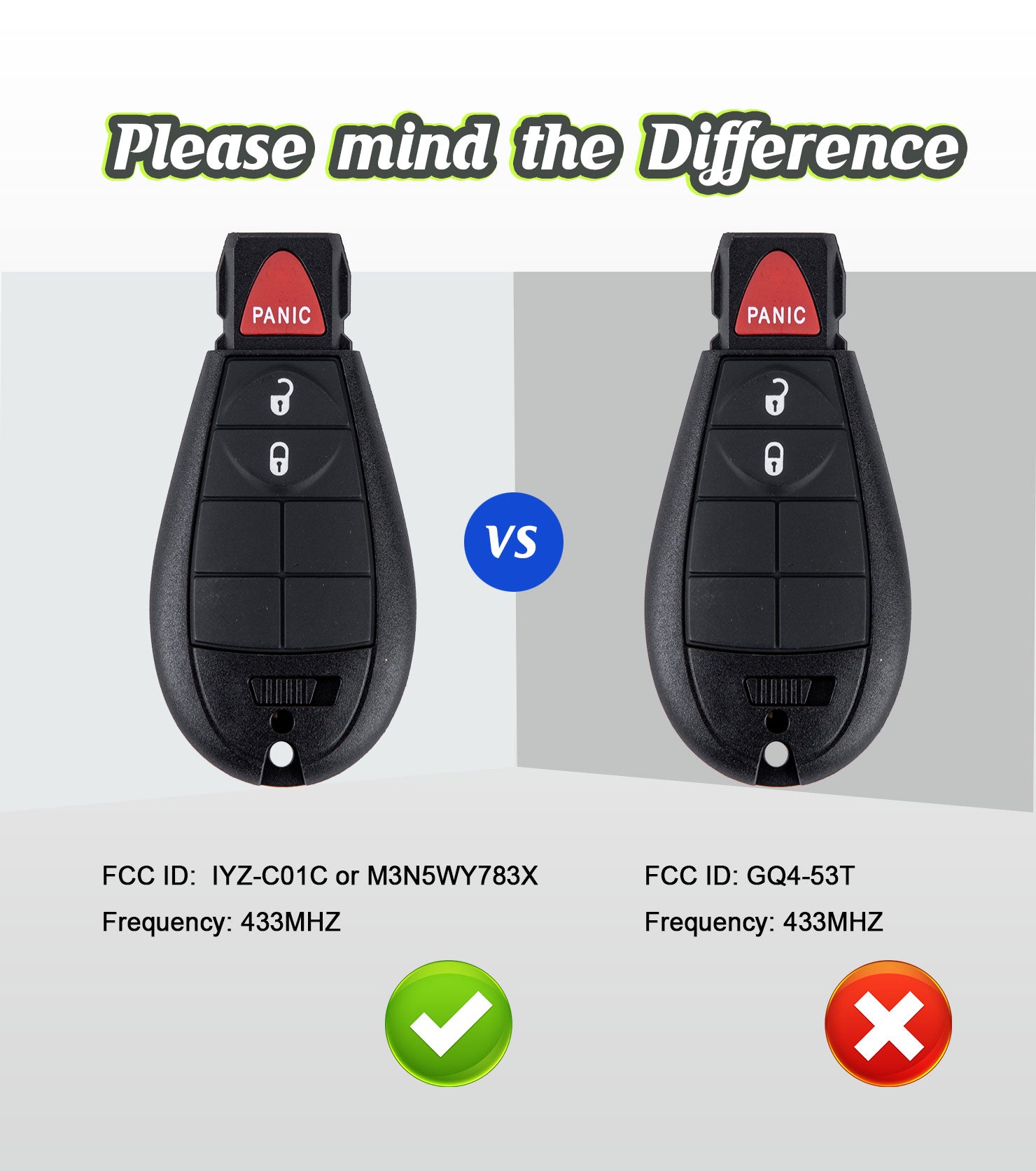 Car Key Keyless Entry Remote Voice DIY Paring Kit Replacement for Dodge Ram 1500 2500 3500 Dodge Grand Caravan 2008-2012 Chrysler Town and Country 2008-2018 IYZ-C01C or M3N5WY783X